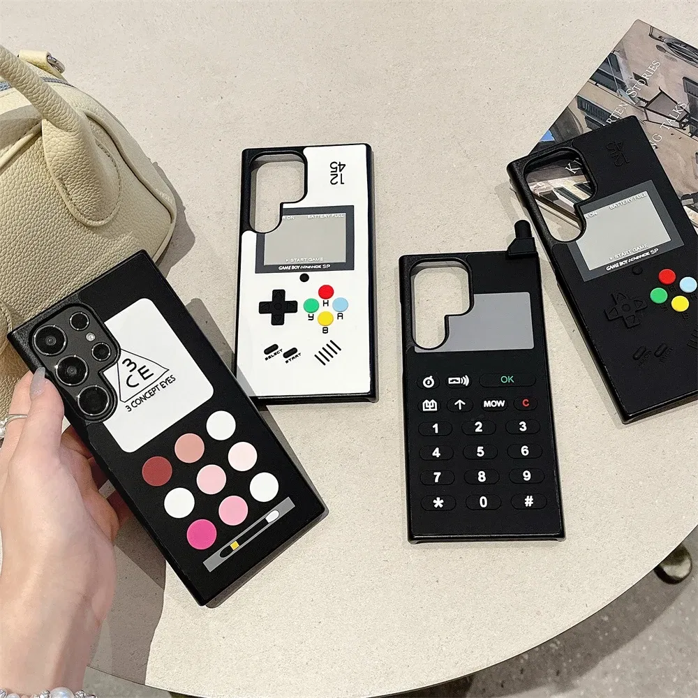 Color: Lavender, Material: PE - S24 Ultra Case 3D Cute Game Box Design Cellphone Luxury for Samsung Galaxy S23 S24 Ultra Phone Cases Cartoon Shockproof Cover