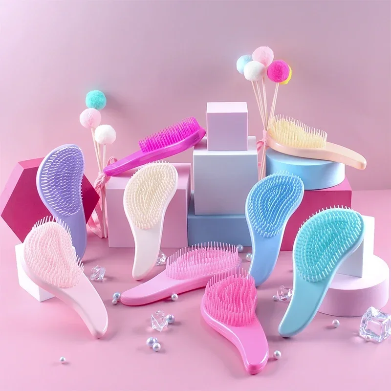 Color: Blue - Children Magic Handle Detangle Hair Comb Shower Massage Hairbrush Anti Static Massage Hair Brush Woman Salon Hair Accessories