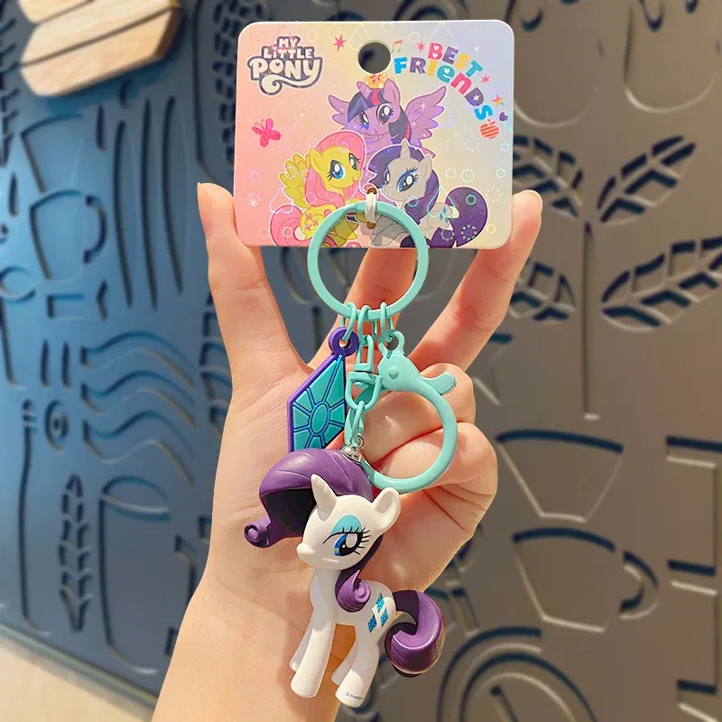 Color: WHITE, Ships From: CHINA - Cartoon My Little Pony Toy Keychain Twilight Sparkle Pinkamena Diane Pie Fluttershy Rarity Rainbow Dash Key Buckle Keyring Gift