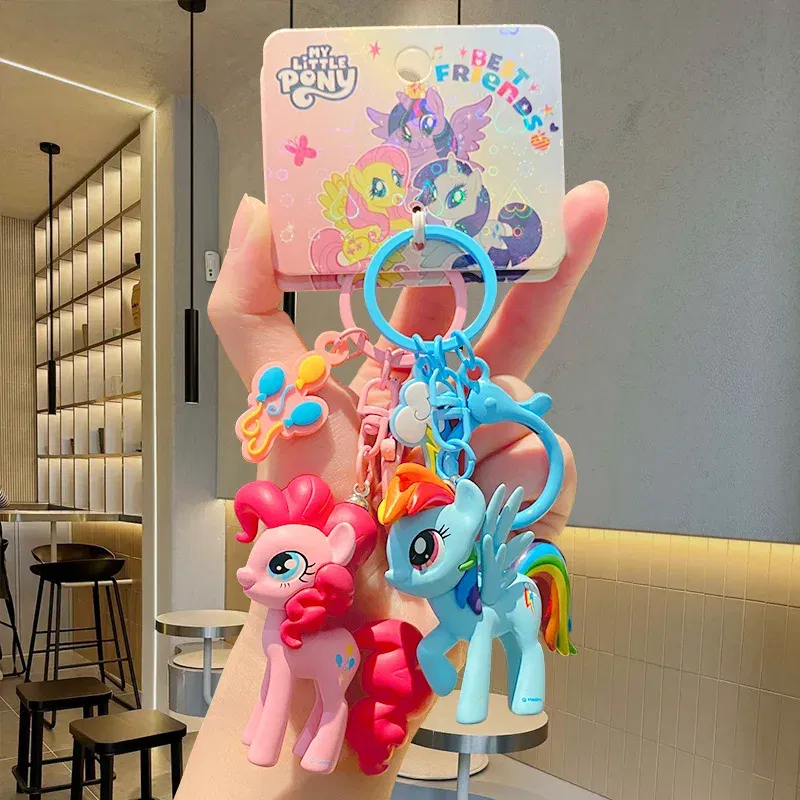 Color: WHITE, Ships From: CHINA - Cartoon My Little Pony Toy Keychain Twilight Sparkle Pinkamena Diane Pie Fluttershy Rarity Rainbow Dash Key Buckle Keyring Gift
