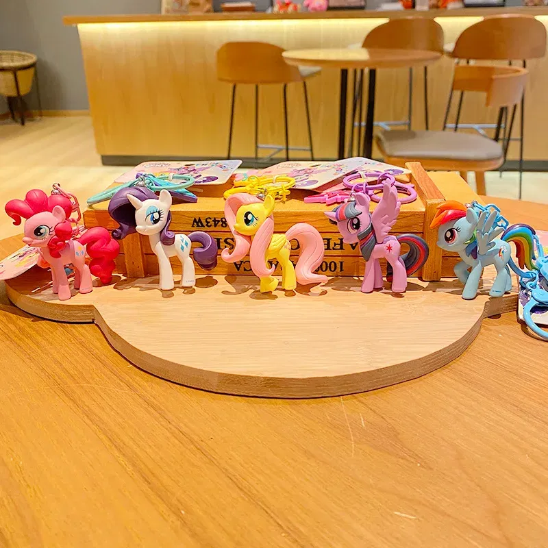 Color: WHITE, Ships From: CHINA - Cartoon My Little Pony Toy Keychain Twilight Sparkle Pinkamena Diane Pie Fluttershy Rarity Rainbow Dash Key Buckle Keyring Gift