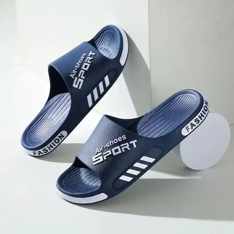 Color: Blue, Shoe Size: 4 - Fashion Men's Slippers PVC Soft Sole Non-slip Slides Casual Outdoor Beach Flip Flops Home Bathroom Couples Slippers New Sandal