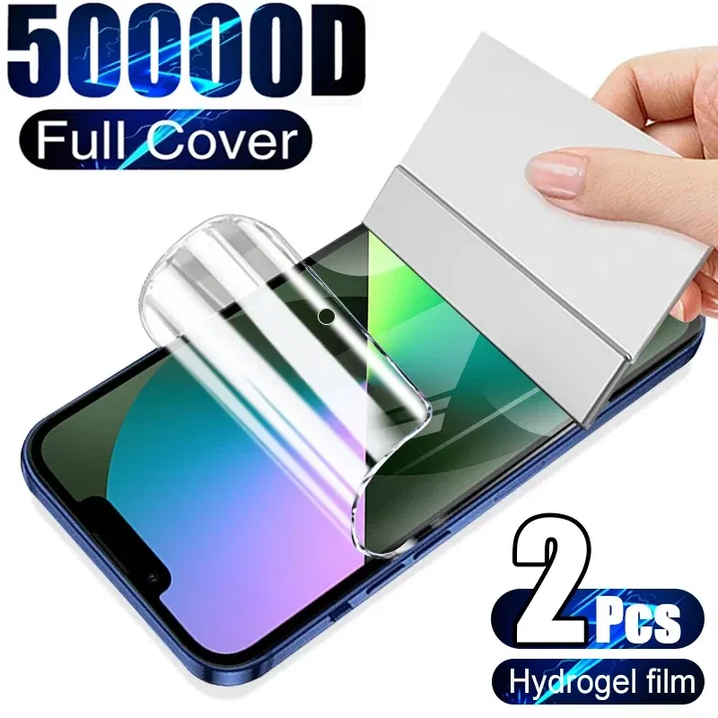 Color: Dark Blue, Bundle: Bundle2 - 2Pcs Hydrogel Film for IPhone 12 13 Pro Max Mini Screen Protectors for IPhone 11 14 Pro XS Max X XR 6 6s 7 8 Plus SE Not Glass