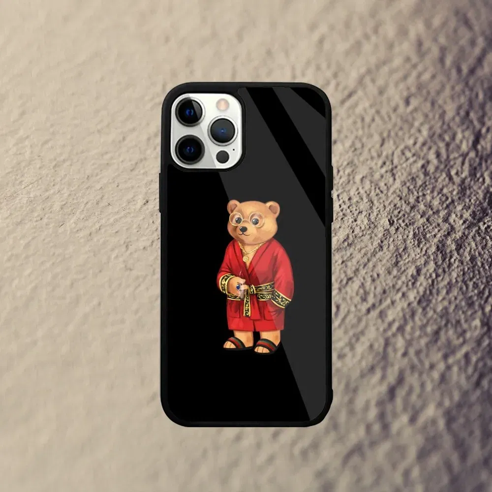 Color: Clear, Material: Cotton Fabric - Baron F-Filou Bear Fashion Phone Case For iPhone 15,14,13,12,11,Plus,Pro,Max Mini Magsafe Magnetic Wireless Charging