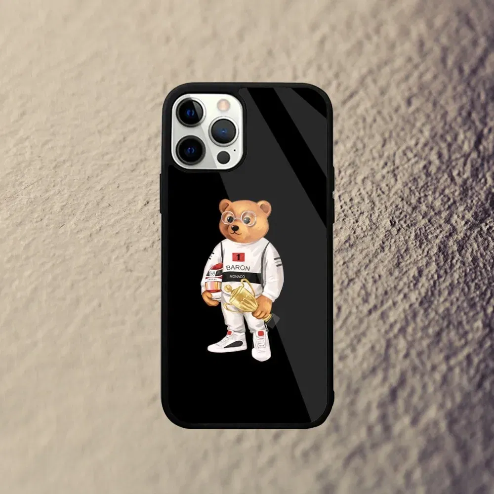 Color: Clear, Material: Cotton Fabric - Baron F-Filou Bear Fashion Phone Case For iPhone 15,14,13,12,11,Plus,Pro,Max Mini Magsafe Magnetic Wireless Charging