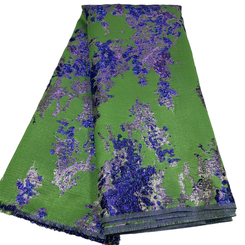 Color: pink, length: 5 yards, Width: 120cm - Salouva 2024 High Quality African Nigerian Gilding Tulle Lace Fabric Embroidery Organza French Lace Jacquard Brocade Lace Fabric