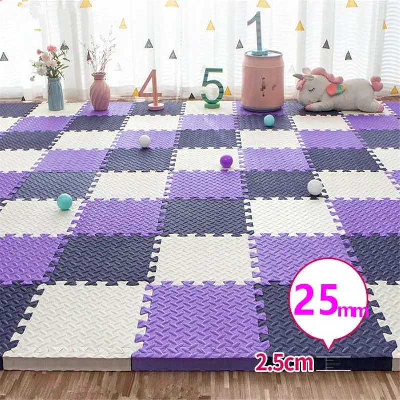 Color: Burgundy - Baby Mat 6PCS 30x30cm Tatame Play Mats Thick 2.5cm Baby Game Mat Tatames Foot Mat Floor Mat Puzzle Mat Playmat Baby Playroom Mat
