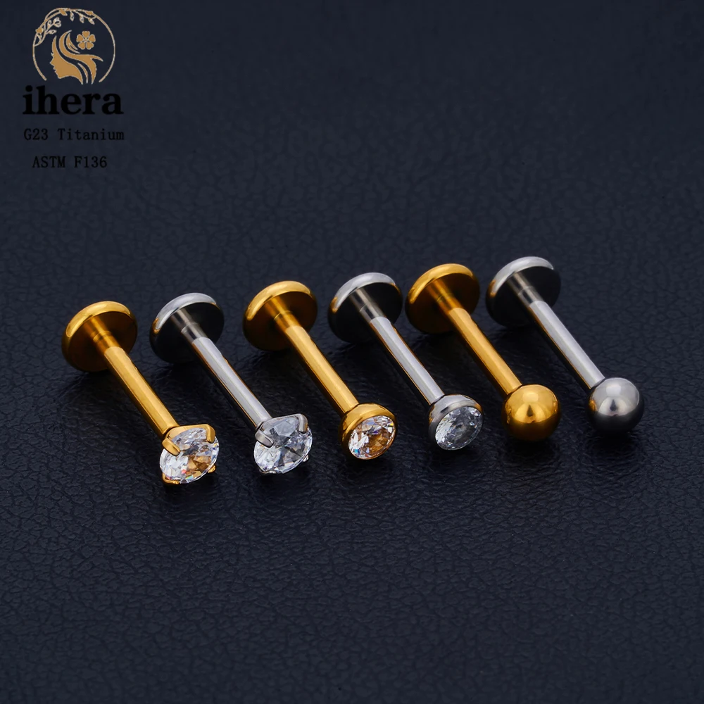 Metal color: Light Yellow Color, Ships From: CHINA, Main Stone Color: MULTI - 10PCS G23 Titanium Lip Ring Labret Piercing Stud Earring CZ 16/18/20G Push Pin Ear Tragus Cartilage Helix Conch Pierc? Jewelry