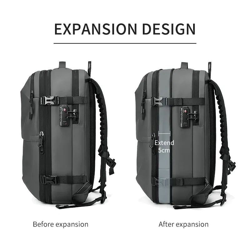 Color: Dark Grey - Men Travel Backpack vacuum compression 17 inch Laptop Backpack Business Large Capacity school Backpack Expanded Hiking backpack