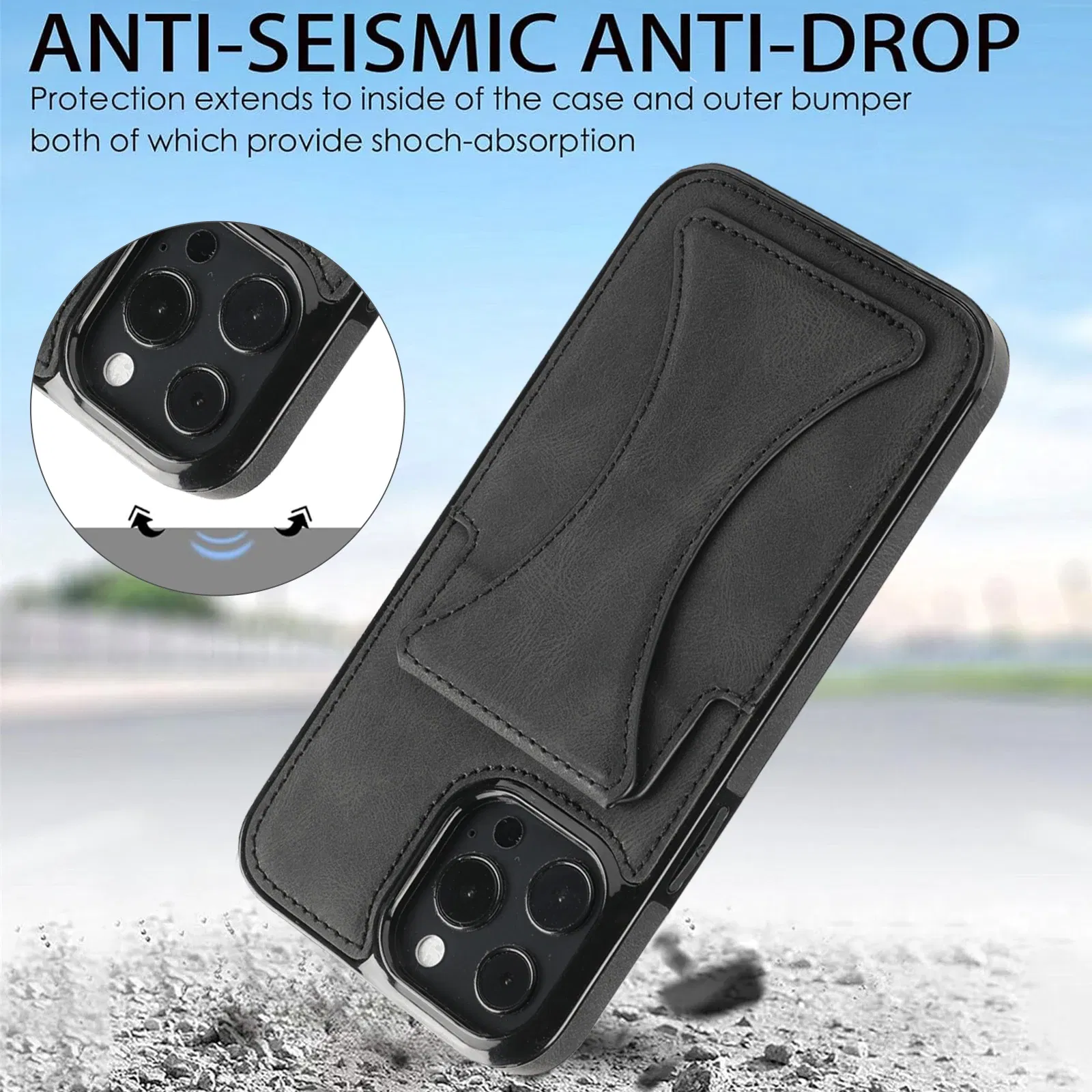 Color: black, Material: aluminum - For iPhone 16 Pro Max Plus Case 2024 With Magnetic Leather Kickstand Card Slot Wallet Back Cover Protection Shockproof Coque