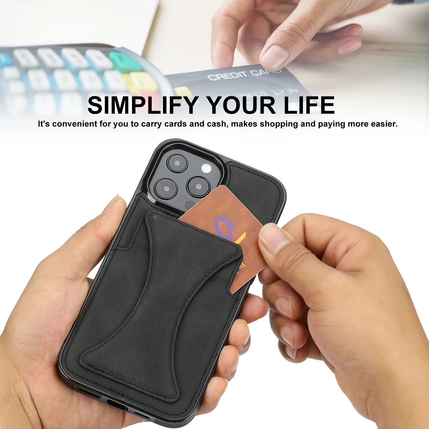 Color: black, Material: aluminum - For iPhone 16 Pro Max Plus Case 2024 With Magnetic Leather Kickstand Card Slot Wallet Back Cover Protection Shockproof Coque