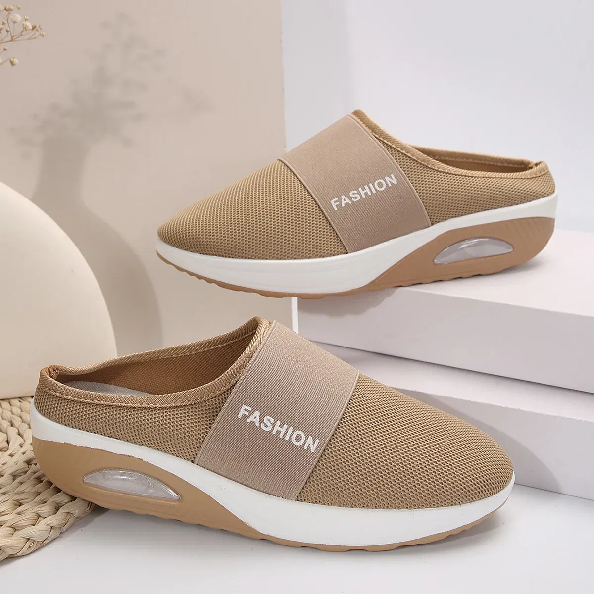 Color: Khaki, Shoe Size: 39 - Women Wedges Slippers 2024 New Summer Sandals Vintage Anti-slip Casual Shoes for Women Platform Retro Slippers Slides Women