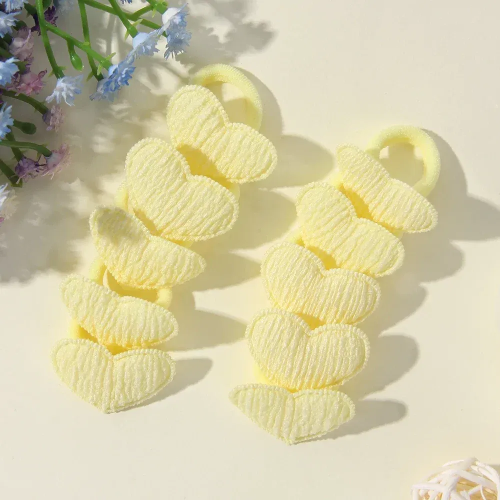 Color: green - 10/30pcs girls star butterflies children's hairband harmless hair cute towels rope ponytail rack children's rubber band headwear