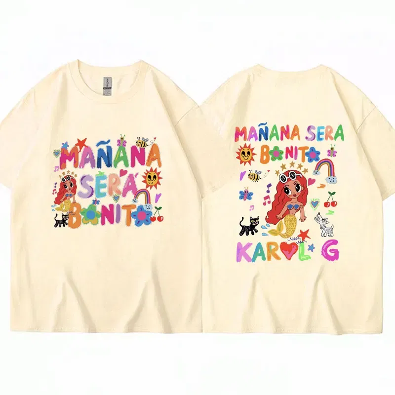 Color: GRAY, Size: XL - Limted Karol G Manana Sera Bonito T Shirts Fashion Harajuku Hip Hop T-Shirt Unisex Casual Breathable Cotton Oversized Tee Shirt