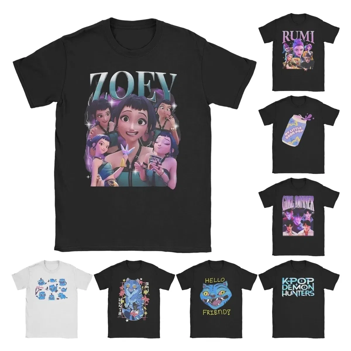 Color: Dark Grey, Size: S - Men Women T-Shirts Kpop Demon Hunters Zoey Huntrix Amazing Cotton Tees Short Sleeve  T Shirt O Neck Clothes Printing