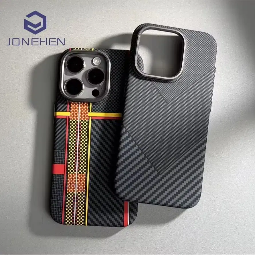 Color: Gold, Material: Nylon - Luxury Alloy Lens Personalized Pixel 3D Relief Carbon Fibre Pattern Case For iPhone 13 14 15 16 Pro Max Slim Cover For Magsafe