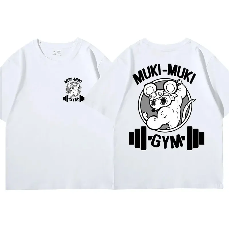 Color: black, Size: XL - Anime Demon Slayer Uzui Tengen Print T-shirts Unisex Funny Ninja Mice Muki Muki Gym T Shirt Muscular Mouse Oversized T-shirt