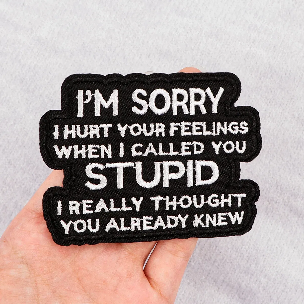 Color: antique silver - Letters Black Embroidery Patch Funny Quotes Iron On Patches For Clothing Thermoadhesive Patches On Clothes DIY Sew Badges