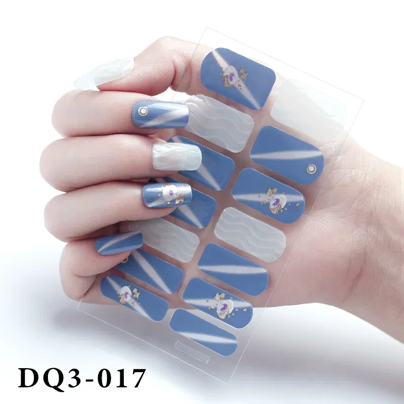 Color: Blue - Purpel Nail Stickers Full Cover Nail Polish Stickers for Women Full Beauty Manicure Decals High Quality Stickers for Nails Art