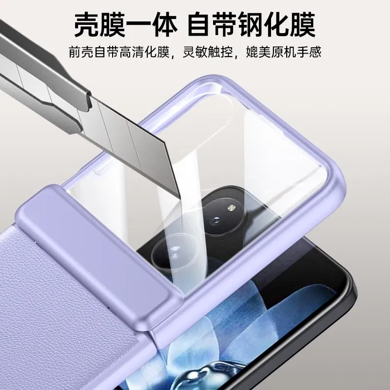 Color: PURPLE, Material: ABS - For Xiaomi Mix Flip Case Luxury Electroplating Leather Hinge Cover ForXiaomi Mix Flip Shockproof Bumper Camera Protection Shell