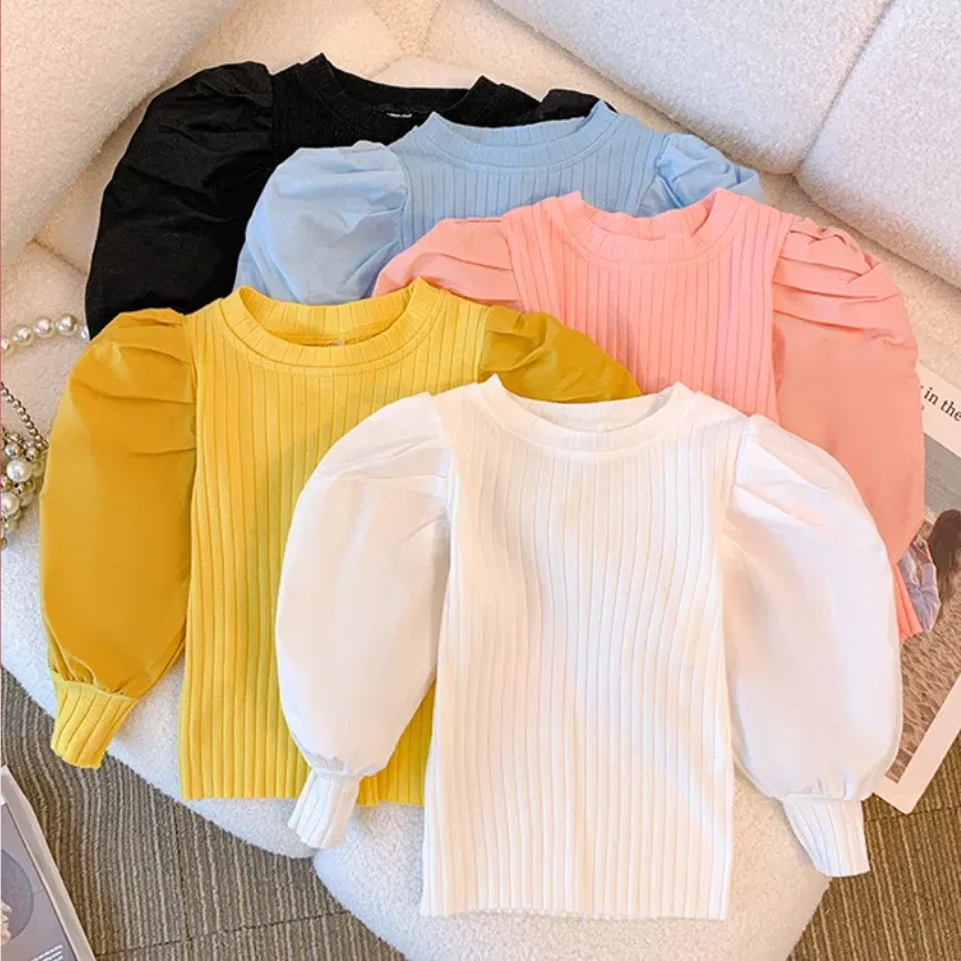Color: Blue, Kid Size: 5 - Girls White Long Sleeve T-shirt  Shirt Princess Shirt for Tddler Girl Sweet Pullover Casual Shirt Children Tops Pullover