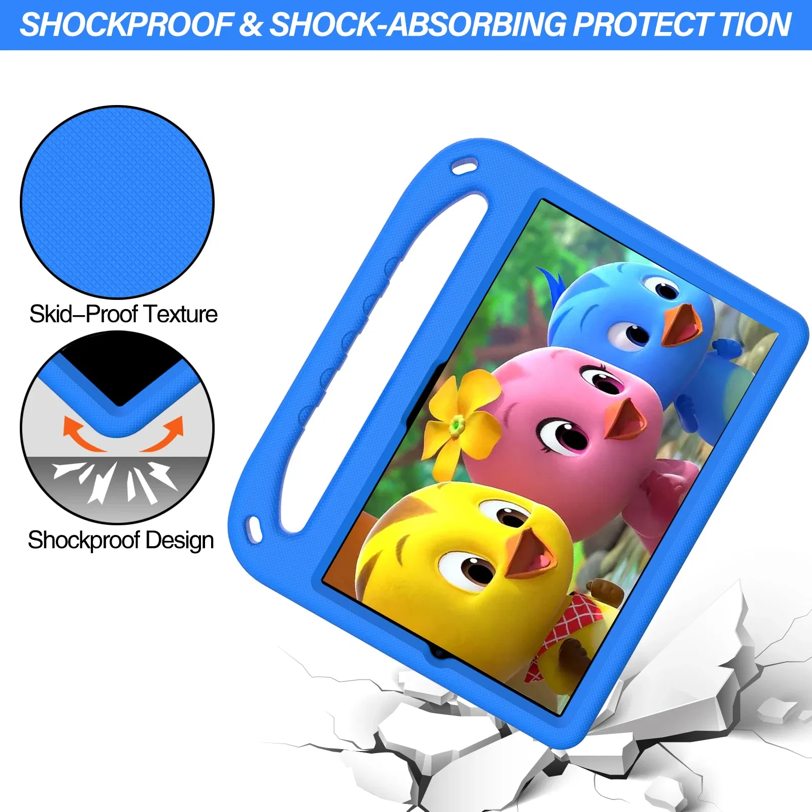 Color: Blue, Size: Sixteen - Kids tablet case  for Samsung Galaxy Tab S9FE+ S9+ S9 S8 S8+ S7FE S7+ A7Lite S5e S6 Lite A9+ A9 A8 A7 T510 T307U Child shel