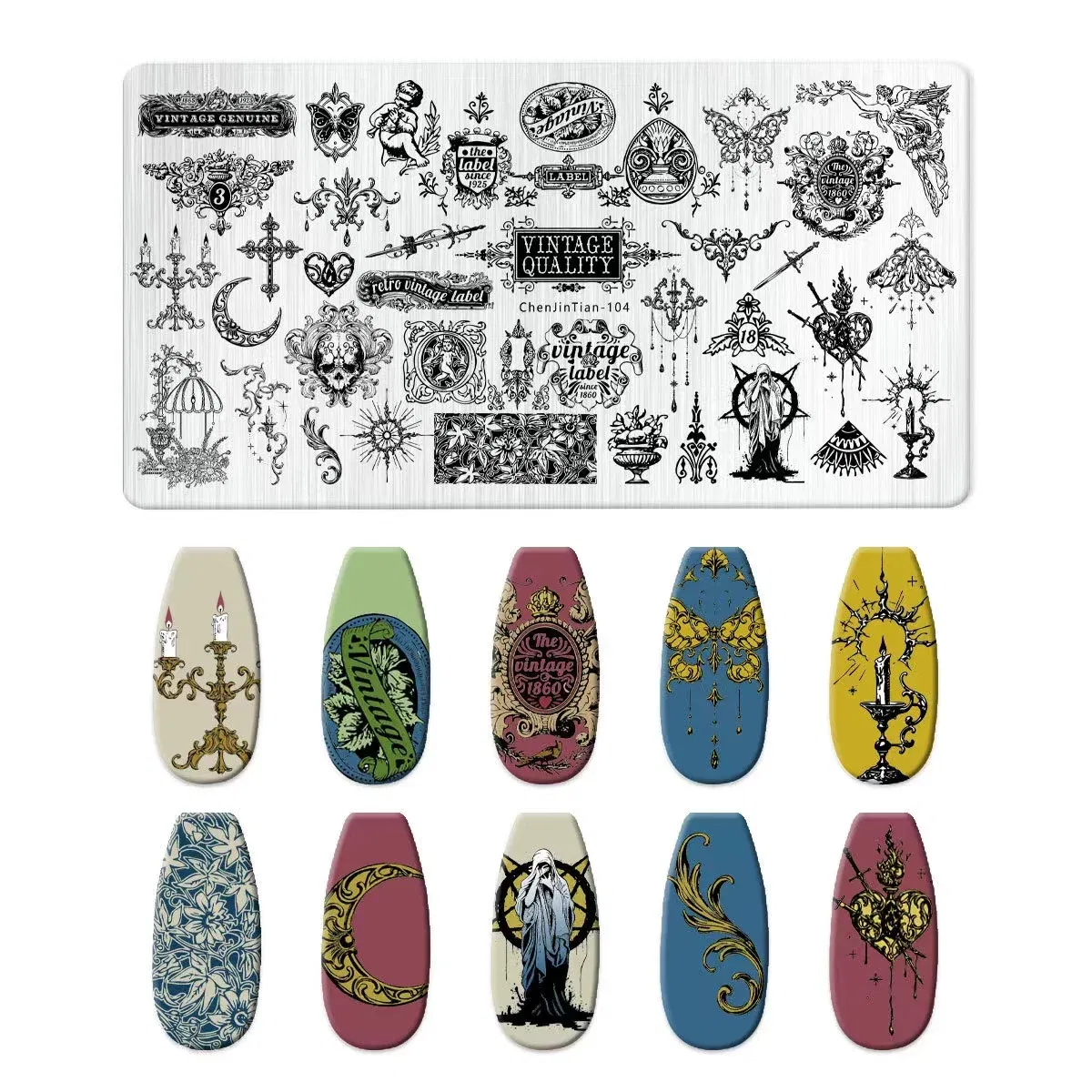 Color: Green - Cartoon Animal Nail Art Templates Stamping Plate Palace style Design Flower Glass Temperature Lace Stamp Templates Plates Image