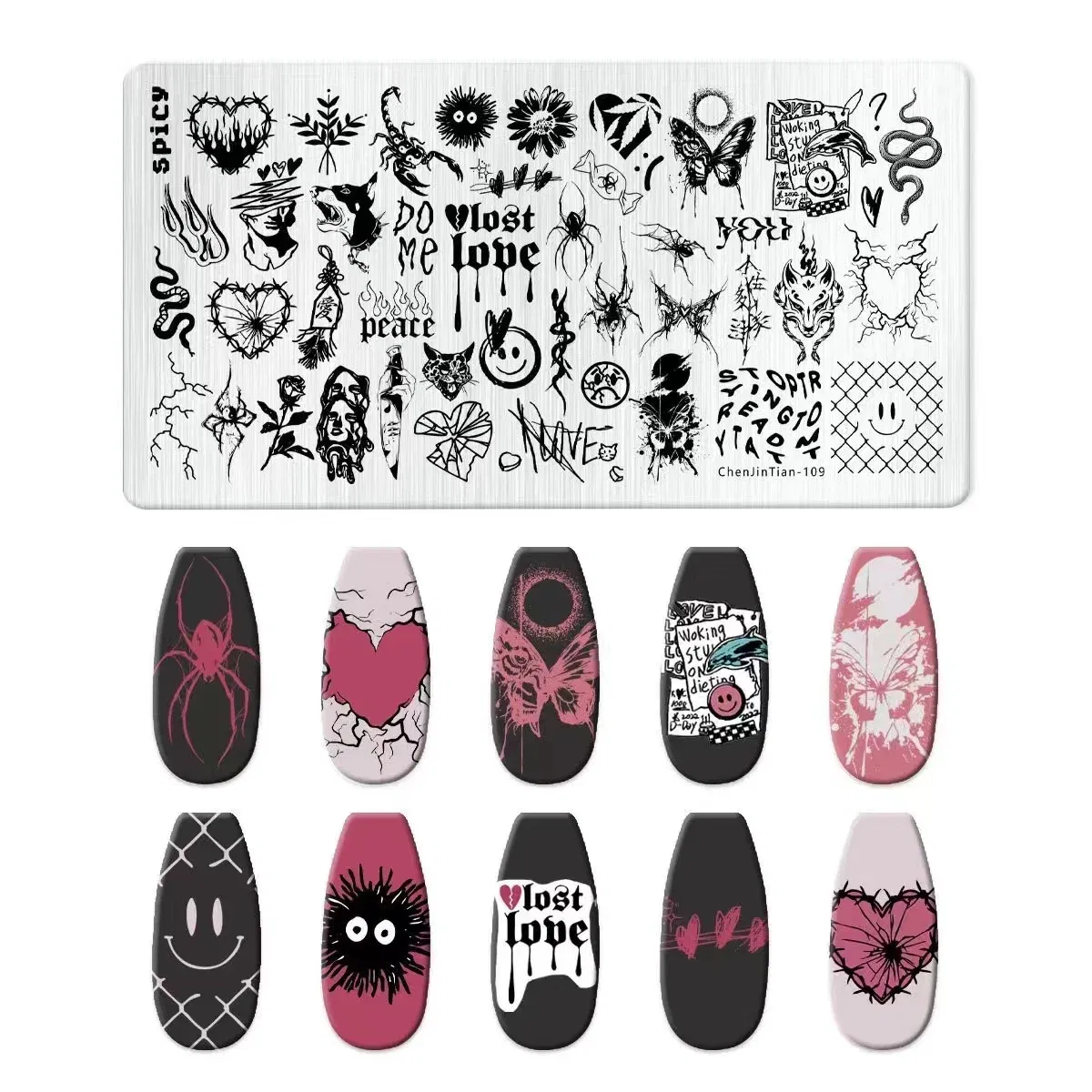 Color: Green - Cartoon Animal Nail Art Templates Stamping Plate Palace style Design Flower Glass Temperature Lace Stamp Templates Plates Image