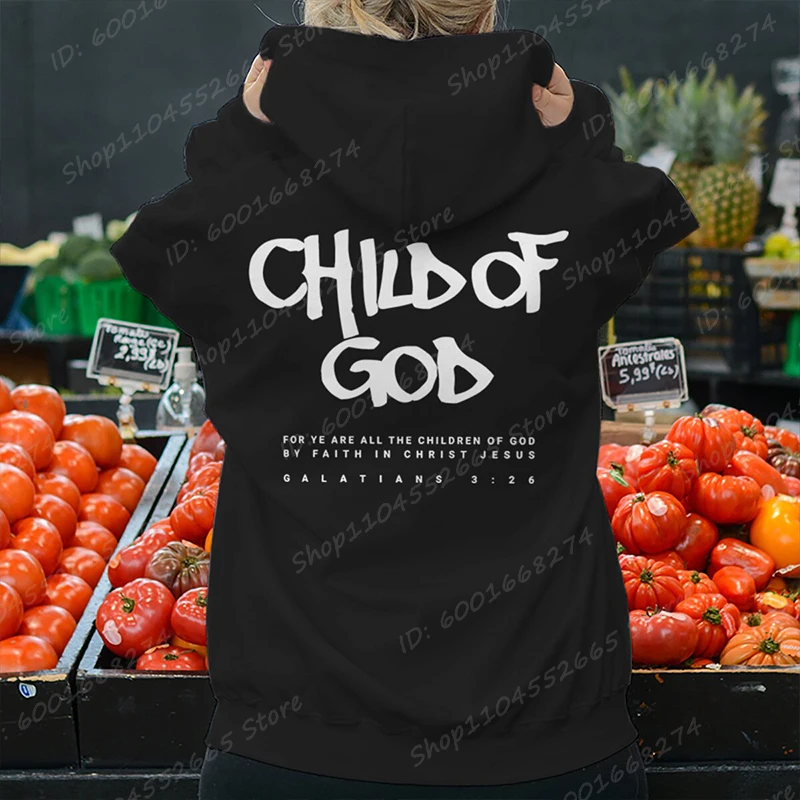 Color: green, Size: XXL - I Am A God Child Letter Print Hoodies Christian God Sweatshirts Hooded Pullover Pray The Lord Sweatshirt Women's Clothing
