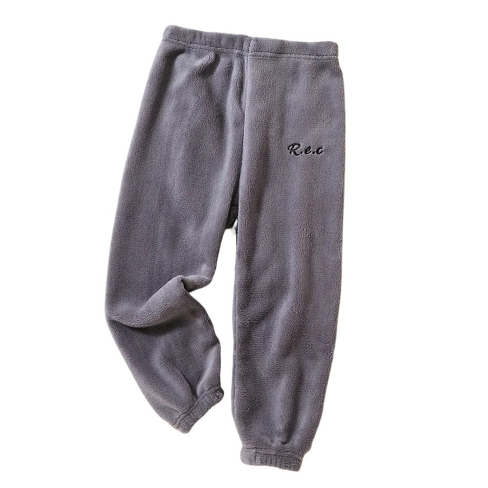 Color: Pink, Kid Size: 8 - Children Thicken Fleece Pants Boys and Girls Solid Letter Embroidery Sports Casual Kids Clothes Warm Leggings Clothing Winter