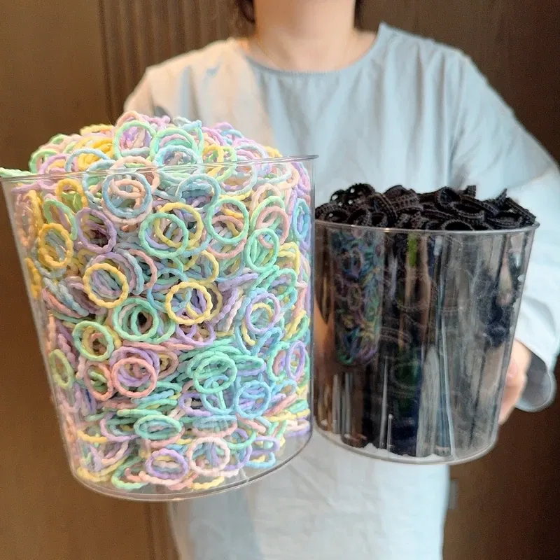 Color: Pink - [50Pcs/lot] Baby Rubber Band Does Not Hurt The Hair Small Thumb Ring High Elastic Thread Toddler Seamless Scrunchies Set