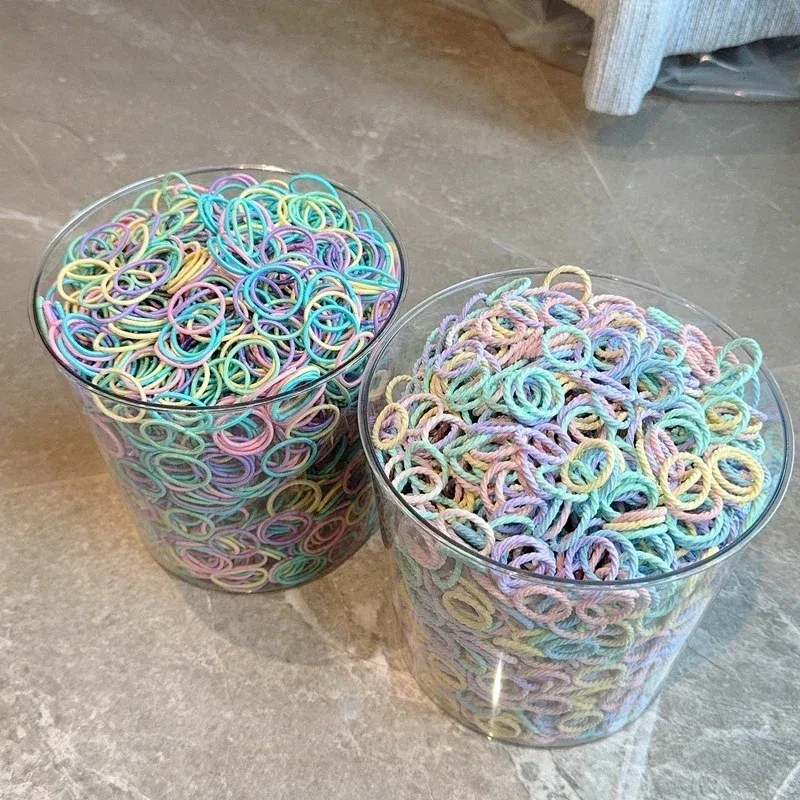 Color: Pink - [50Pcs/lot] Baby Rubber Band Does Not Hurt The Hair Small Thumb Ring High Elastic Thread Toddler Seamless Scrunchies Set