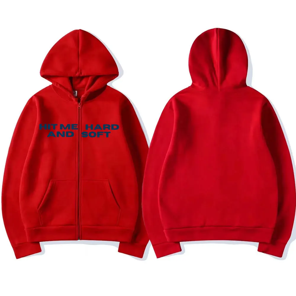 Color: Orange, Size: L - Hit Me Hard and Soft 2025 Tour Zipper Hoodies Men Women Harajuku Pullovers Fashion Hip Hop Zip Up Sweatshirts Jackets Fans Gift