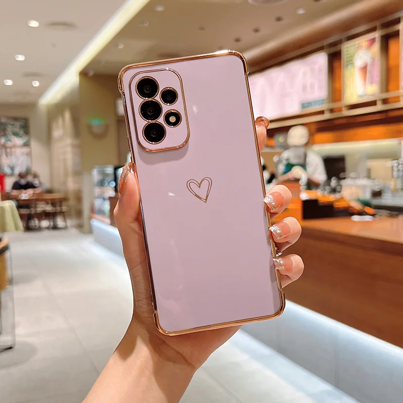 Color: Orange, Compatible-Phone Models: For iPhone SE (2020), Ships From: CHINA - Electroplating Love Heart Phone Case For Samsung Galaxy S25 S24 Ultra S23 S22 A13 A14 A52 A53 Protect Lens Shockproof Back Cover