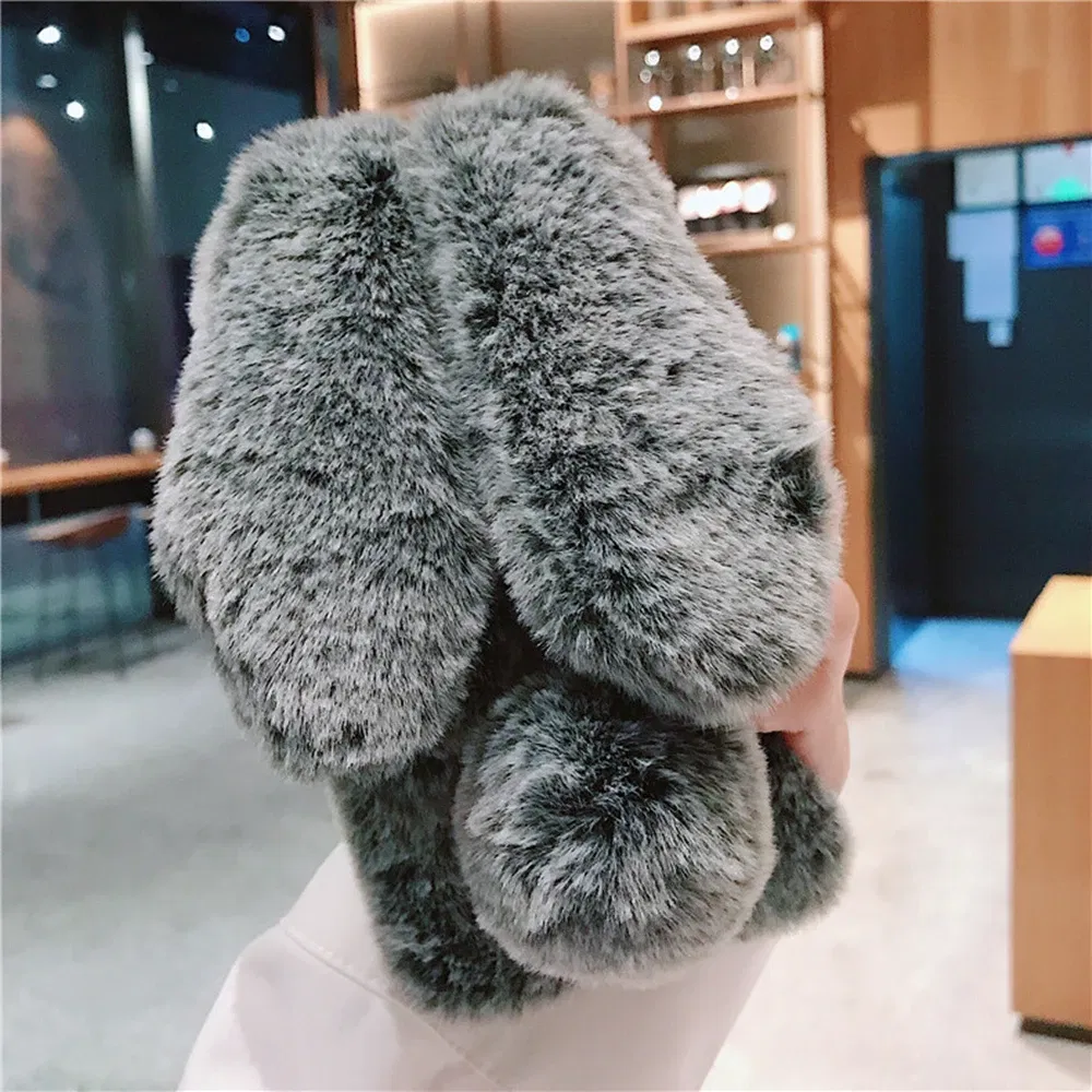 Color: SKY BLUE, Material: PP - Warm Plush Rabbit Fluffy fur Cover for Samsung A15 A25 A35 A55 A14 A24 A34 A54 A13 A23 A33 A53 A12 A22 A32 A52 A51 Phone Case