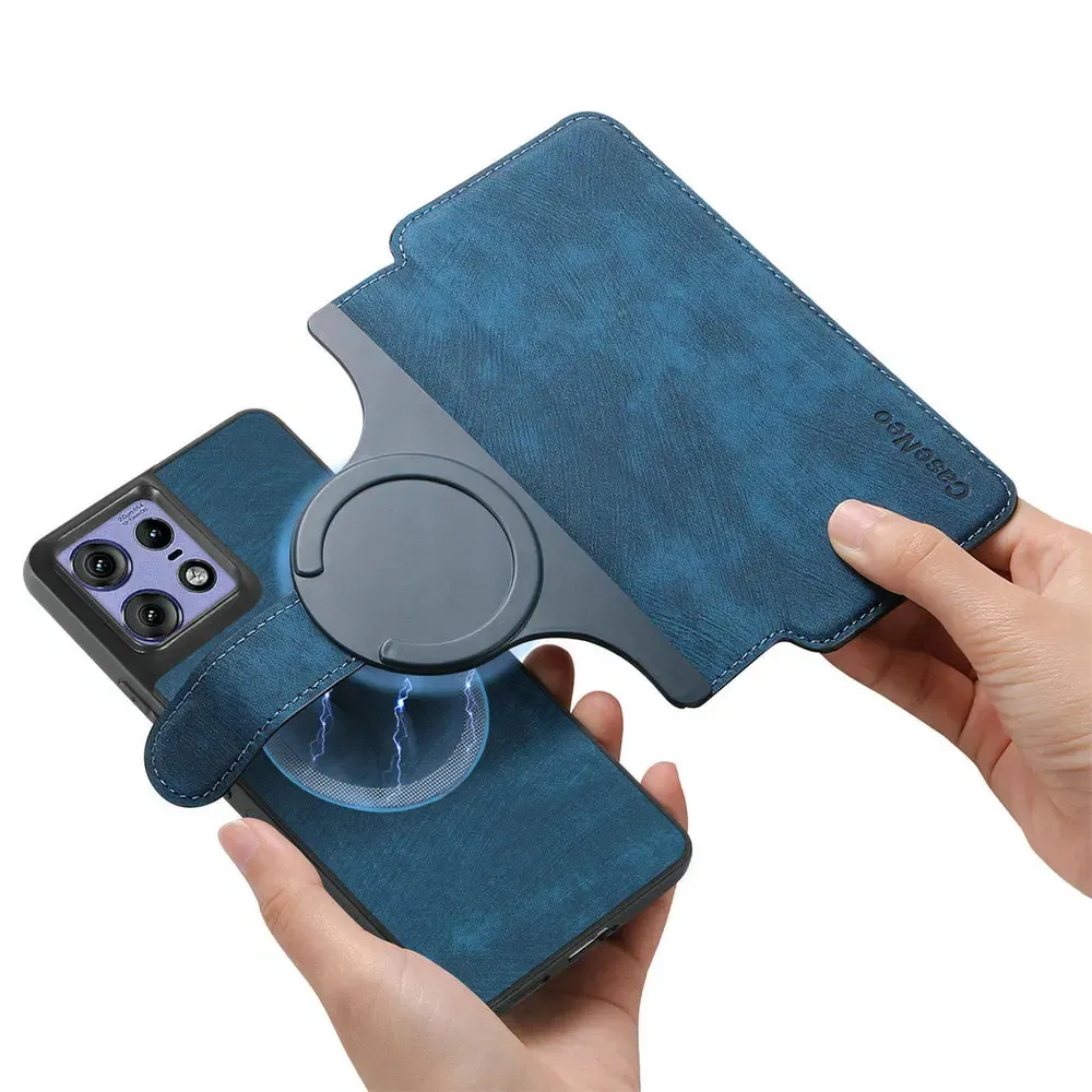 Color: Blue, Material: Nylon - Edge 50 60 Fusion 5G Flip Case For Motorola Edge 60 Pro 2In1 Detachable Leather Wallet Funda Moto Edge 50 Neo 60 Pro S50 Cover
