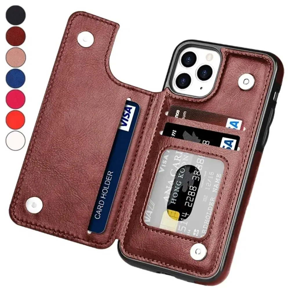 Material: PE, Color: Brown - Leather Wallet Case for iPhone 15 14 13 12 11 Pro Max Mini Wallet Case XR X XS Max 8 7 6S 6 Plus SE 2022 2020 Card Holder Flip