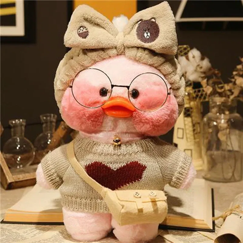 Color: light yellow, Height: 11cm-30cm - 30cm Kawaii Lalafanfan Duck Plush Toy Cartoon Lalafanfan Duck Doll Soft Stuffed Animal Plushie Birthday Gifts For Girl Children