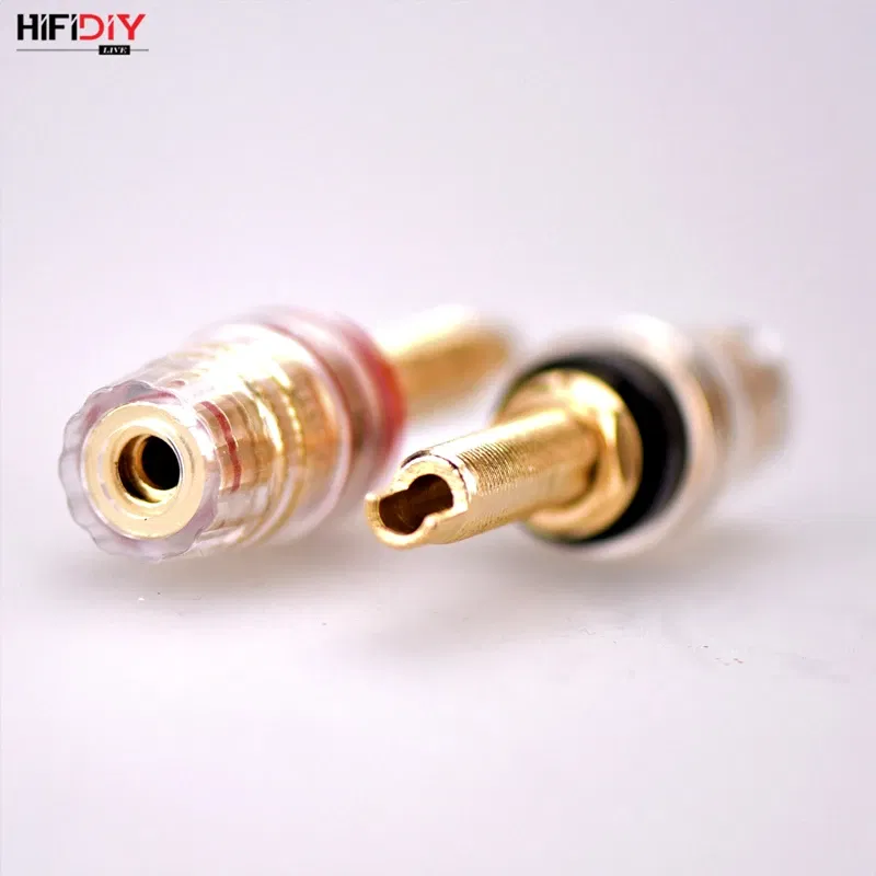 Color: WHITE, Bundle: Bundle 2 - HIFIDIY LIVE 2pcs speaker DIY terminal connector binding post HIFI amplifier Pure cupper Gold-plated Banana socket junction Box