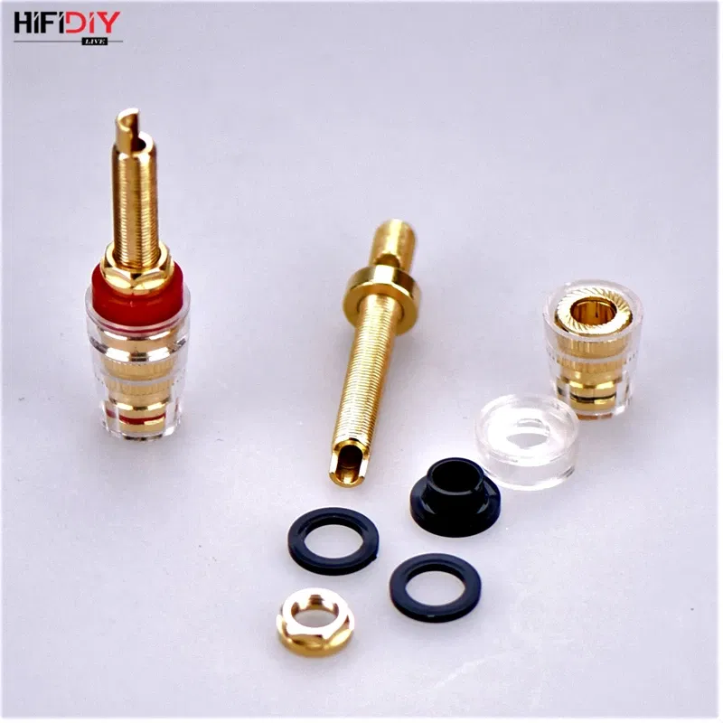 Color: WHITE, Bundle: Bundle 2 - HIFIDIY LIVE 2pcs speaker DIY terminal connector binding post HIFI amplifier Pure cupper Gold-plated Banana socket junction Box