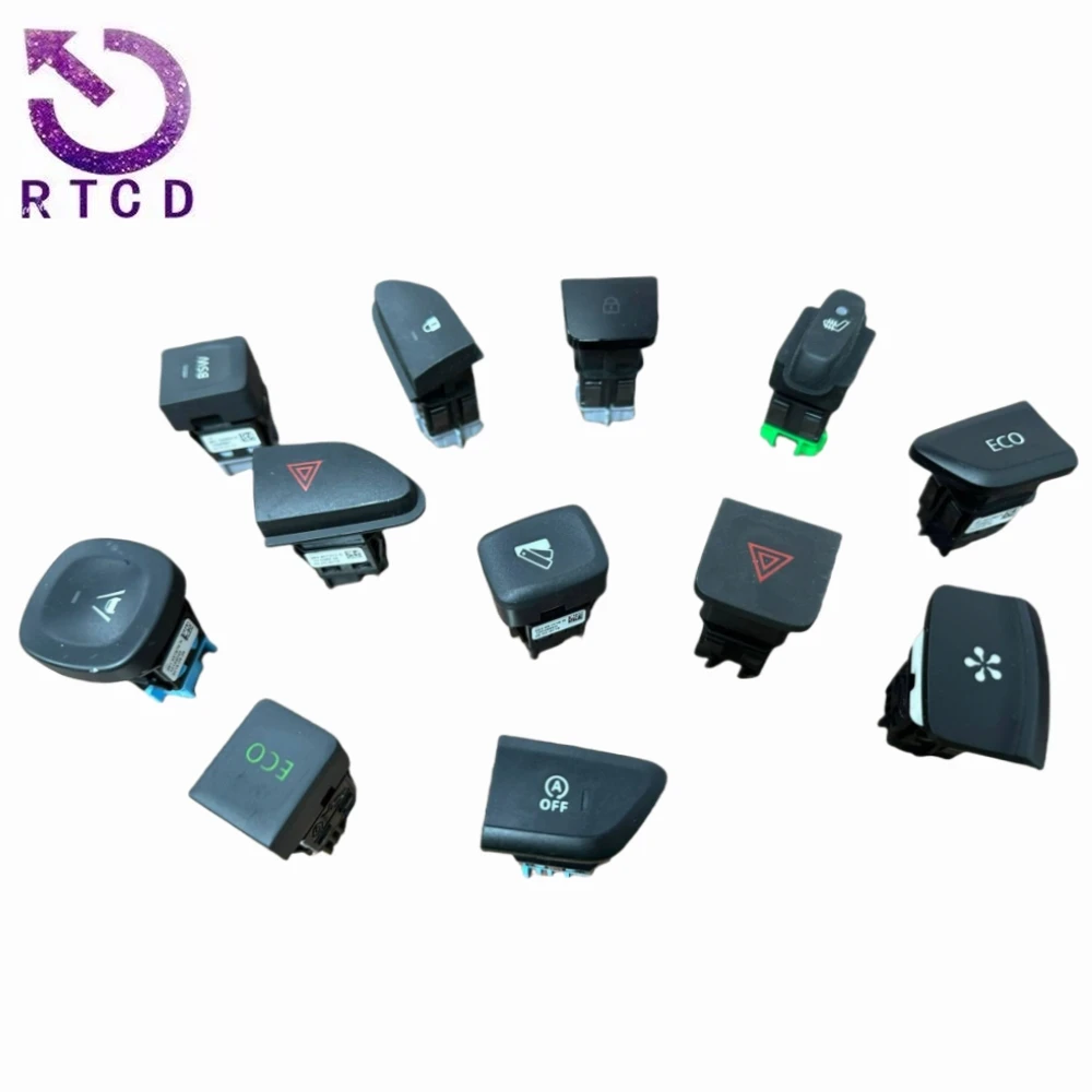 Color: Light  Blue, Ships From: CHINA - ECO start stop emergency light switch anti slip lock seat adjustment switch air conditioning switch ACC FOR Renault