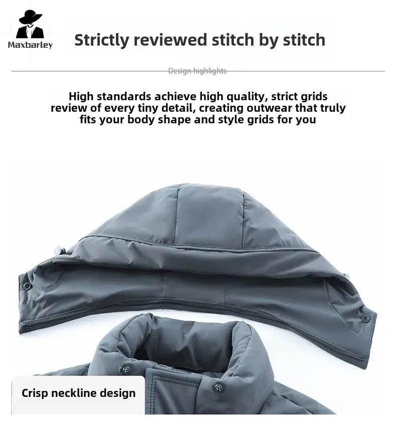 Color: Khaki, Size: 4XL - 2024 New Men's Winter Down Jacket Long Knee-length Thickened Warm Duck Down Parka High-end Hooded Detachable Extremely Cold Coat