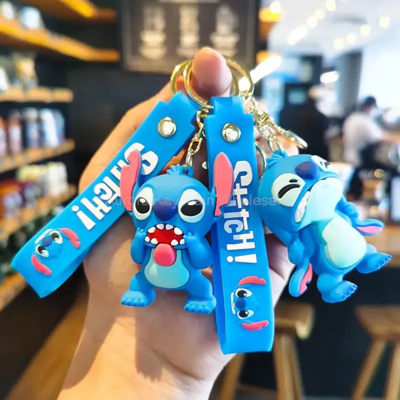 Color: P13 - Wholesale Anime Disney Keychain Mickey Mouse Minnie Lilo & Stitch Cartoon Keyring Kawaii Key Chain Car Pendant Kids Toys Gifts