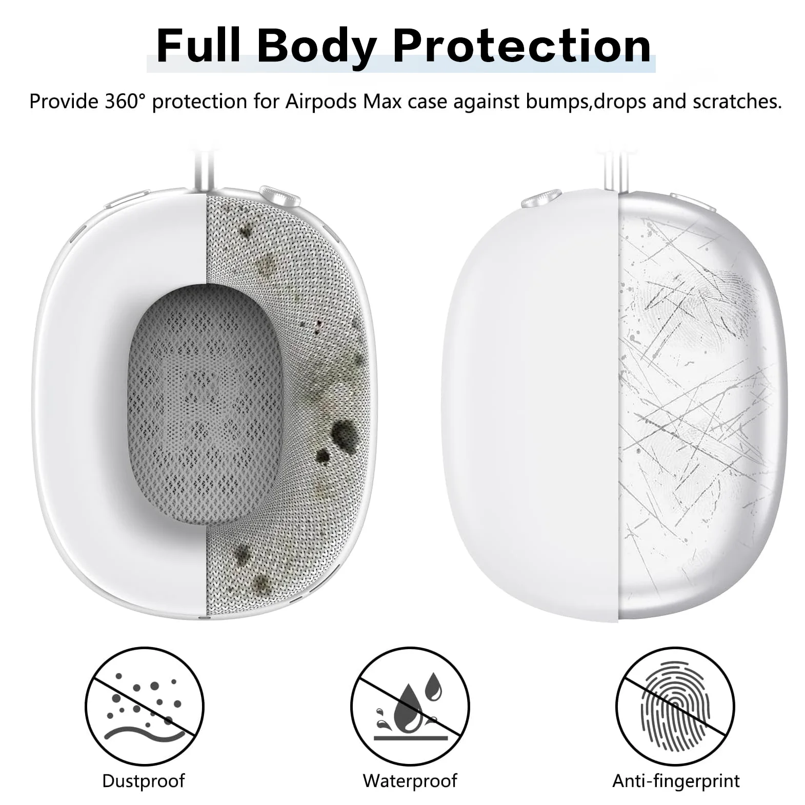 Color: Pink - Silicone Case Cover for AirPods Max (2024/2020)Accessories Soft Silicone Skin Protector ,Anti-Scratch Ear Pad Case Cover