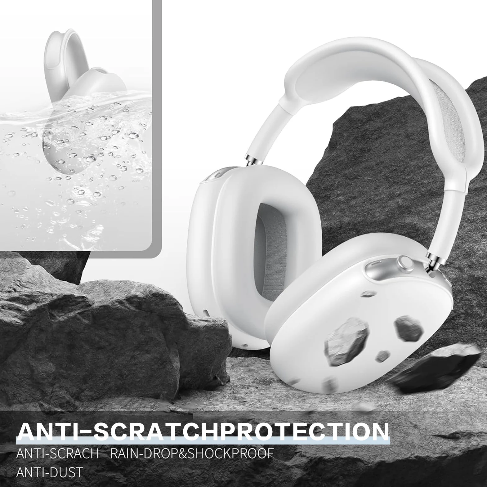 Color: Pink - Silicone Case Cover for AirPods Max (2024/2020)Accessories Soft Silicone Skin Protector ,Anti-Scratch Ear Pad Case Cover