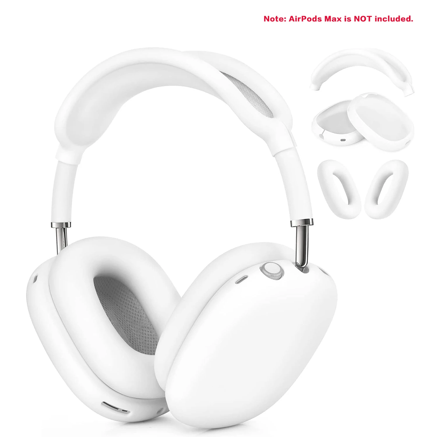 Color: Pink - Silicone Case Cover for AirPods Max (2024/2020)Accessories Soft Silicone Skin Protector ,Anti-Scratch Ear Pad Case Cover