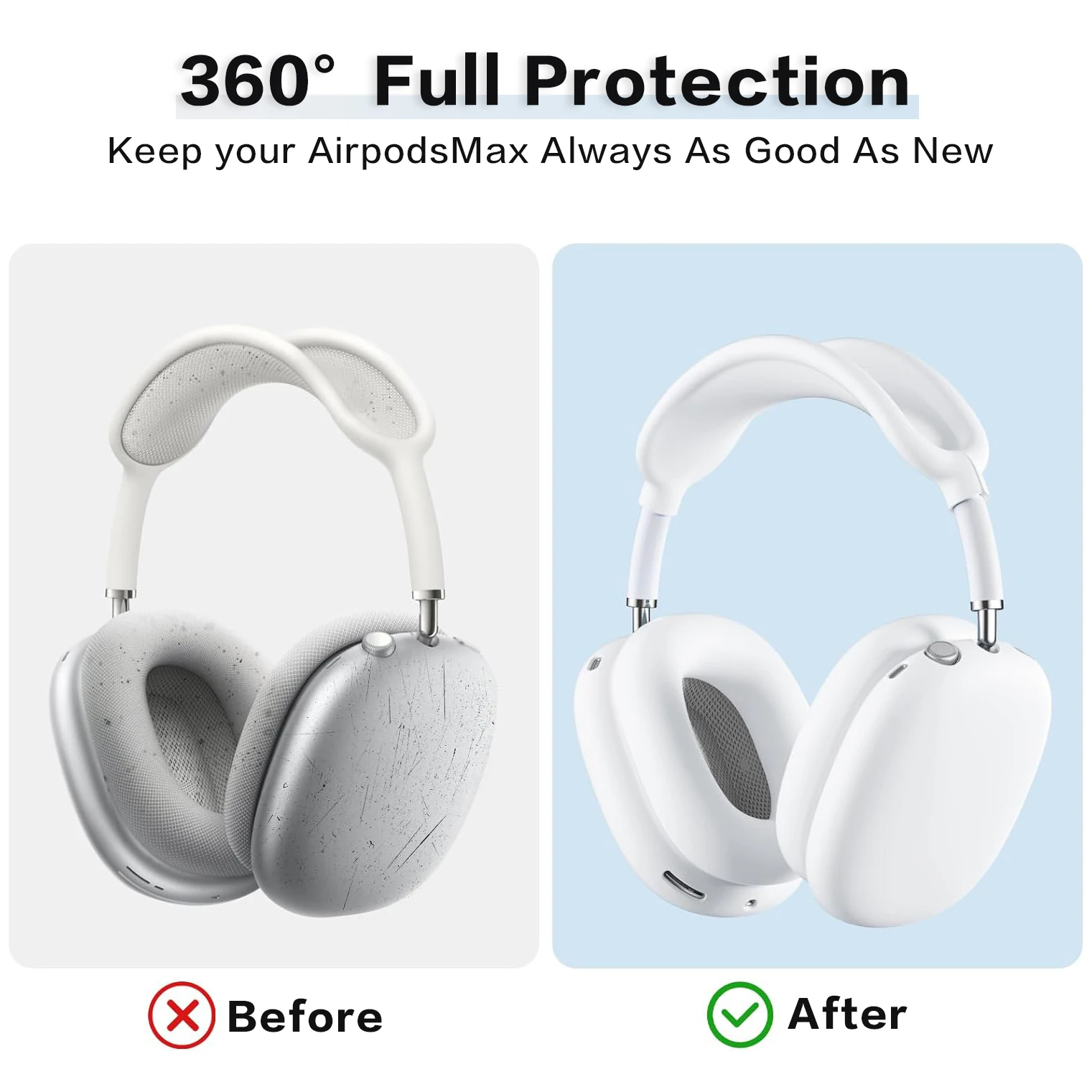 Color: Pink - Silicone Case Cover for AirPods Max (2024/2020)Accessories Soft Silicone Skin Protector ,Anti-Scratch Ear Pad Case Cover