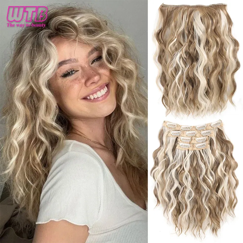 Color: #35 - Synthetic Heat Resistant Hair Extensions Multi Color Clip-in Body Wave 12inch 4 PCS Double Weft for Women Girl Daily Party Use