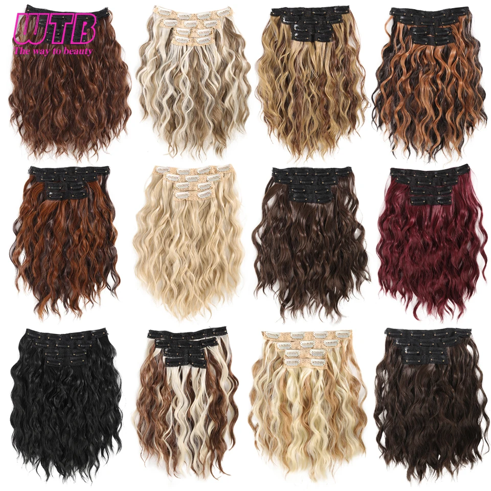 Color: #35 - Synthetic Heat Resistant Hair Extensions Multi Color Clip-in Body Wave 12inch 4 PCS Double Weft for Women Girl Daily Party Use