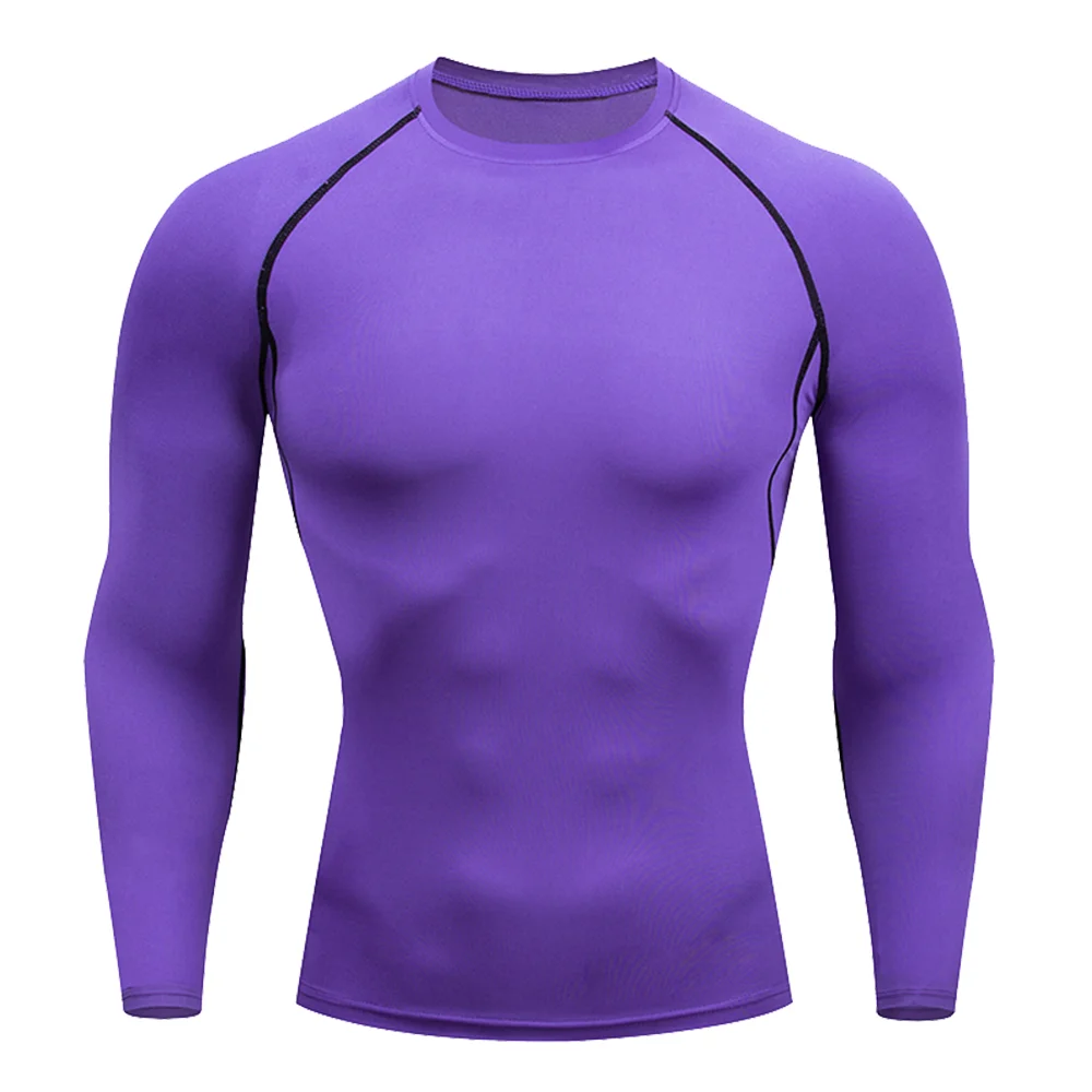 Color: Blue, Size: L - Men Bodybuilding Sports T-Shirt Quick Dry Running Shirt Long Sleeve Compression Top Gym T Shirt Men Fitness Tight Rashgad